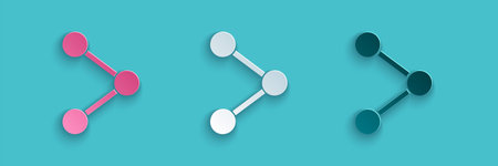 Paper cut Share icon isolated on blue background. Share, sharing, communication pictogram, social...