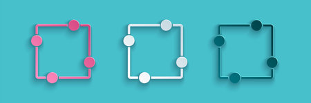 Paper cut Electric circuit scheme icon isolated on blue background. Circuit board. Paper art style....