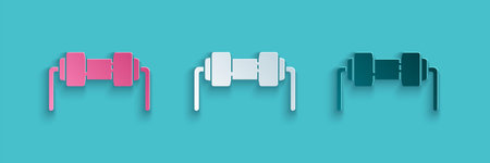 Paper cut Resistor electricity icon isolated on blue background. Paper art style. Vector...