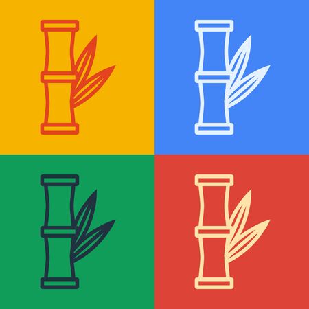 Pop art line Bamboo icon isolated on color background. Vector Illustrationのイラスト素材
