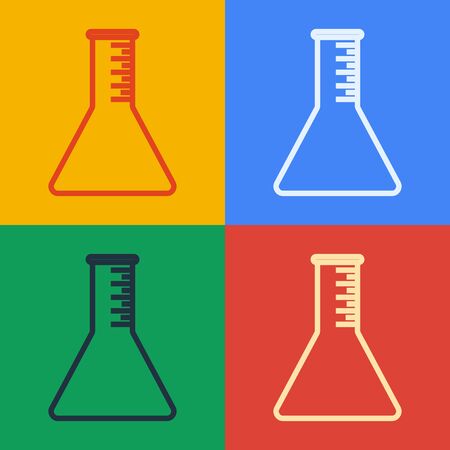 Pop art line Oil petrol test tube icon isolated on color background. Vector Illustrationのイラスト素材