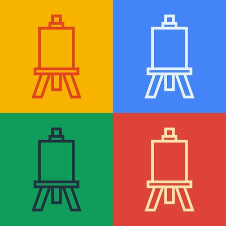 Pop art line Wood easel or painting art boards icon isolated on color background. Vector Illustrationのイラスト素材