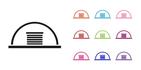 Black Hangar icon isolated on white background. Set icons colorful. Vector Illustrationのイラスト素材