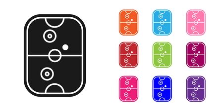 Black Air hockey table icon isolated on white background. Set icons colorful. Vector Illustrationのイラスト素材