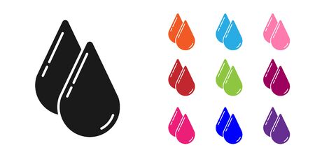 Black Water drop icon isolated on white background. Set icons colorful. Vector Illustrationのイラスト素材