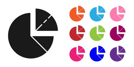 Black Pie chart infographic icon isolated on white background. Diagram chart sign. Set icons colorful. Vector Illustrationのイラスト素材
