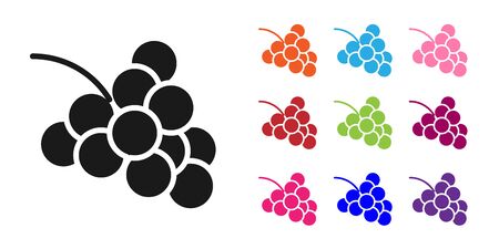 Black Casino slot machine with grape symbol icon isolated on white background. Gambling games. Set icons colorful. Vector Illustrationのイラスト素材
