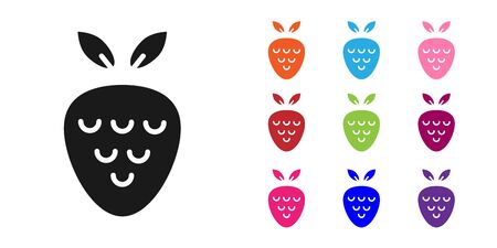 Black Casino slot machine with strawberry symbol icon isolated on white background. Gambling games. Set icons colorful. Vector Illustrationのイラスト素材