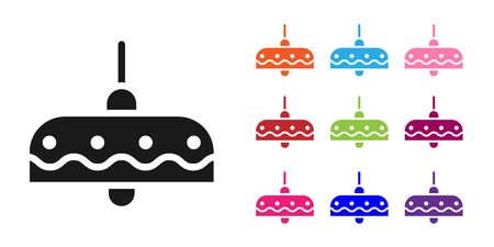 Black Chandelier icon isolated on white background. Set icons colorful. Vector Illustrationのイラスト素材