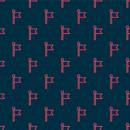 Red line Flag icon isolated seamless pattern on black background. Location marker symbol. Vector Illustrationのイラスト素材