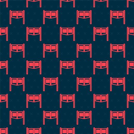 Red line Old western swinging saloon door icon isolated seamless pattern on black background. Vector Illustrationのイラスト素材