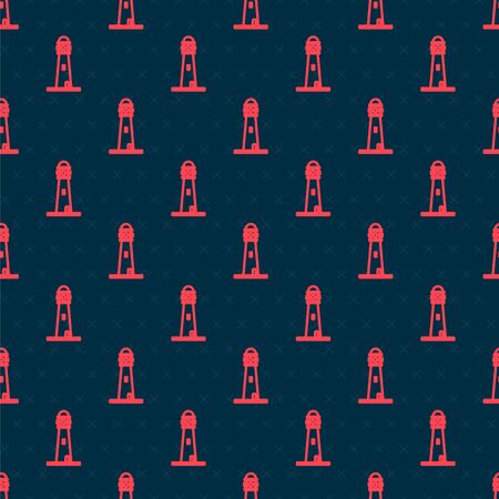 Red line Lighthouse icon isolated seamless pattern on black background. Vector Illustrationのイラスト素材
