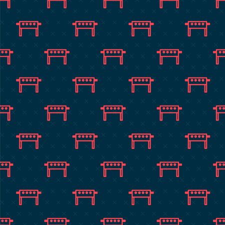 Red line Hockey table icon isolated seamless pattern on black background. Vector Illustrationのイラスト素材