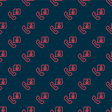 Red line Telephone with emergency call 911 icon isolated seamless pattern on black background. Police, ambulance, fire department, call, phone. Vector Illustrationのイラスト素材