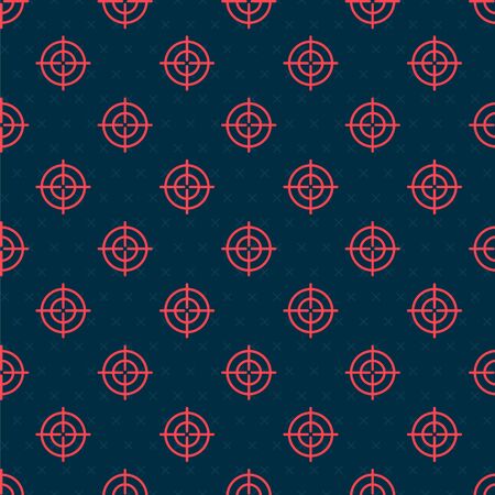 Red line Target sport icon isolated seamless pattern on black background. Clean target with numbers for shooting range or shooting. Vector Illustrationのイラスト素材