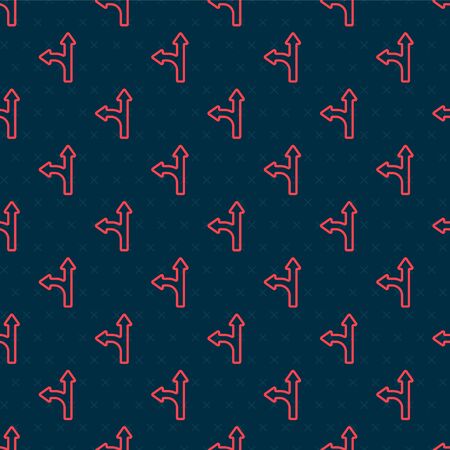 Red line Road traffic sign. Signpost icon isolated seamless pattern on black background. Pointer symbol. Isolated street information sign. Direction sign. Vector Illustrationのイラスト素材