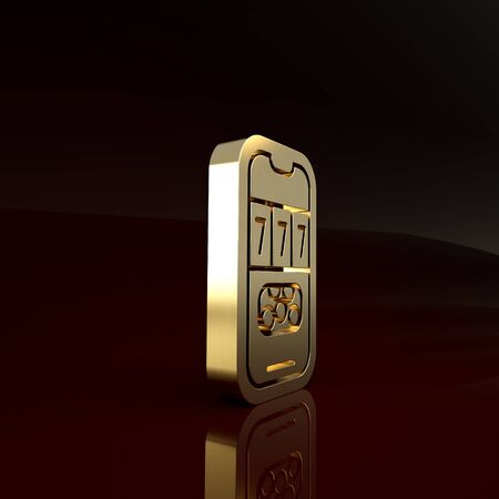 Gold Casino poker tournament invitation icon isolated on brown background. Casino card. Minimalism concept. 3d illustration 3D renderの写真素材