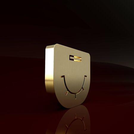 Gold Poker table icon isolated on brown background. Minimalism concept. 3d illustration 3D renderの写真素材