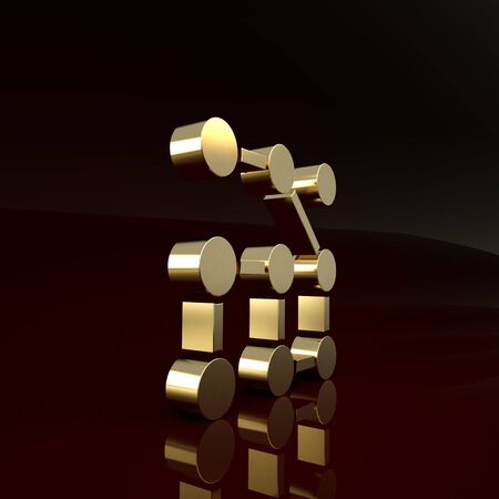 Gold Graphic password protection and safety access icon isolated on brown background. Security, safety, protection, privacy concept. Minimalism concept. 3d illustration 3D renderの写真素材