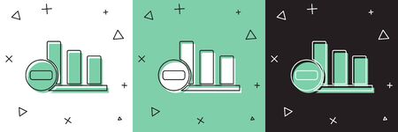 Set Pie chart infographic icon isolated on white and green, black background. Diagram chart sign.  Vector Illustrationのイラスト素材