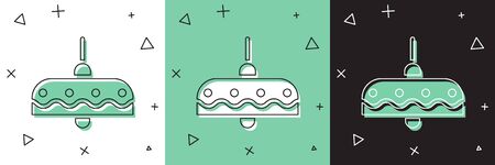 Set Chandelier icon isolated on white and green, black background.  Vector Illustrationのイラスト素材