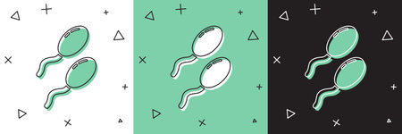 Set Sperm icon isolated on white and green, black background. Vector Illustration