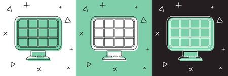 Set Solar energy panel icon isolated on white and green, black background.  Vector Illustrationのイラスト素材