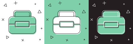 Set Toolbox icon isolated on white and green, black background. Tool box sign.  Vector Illustrationのイラスト素材