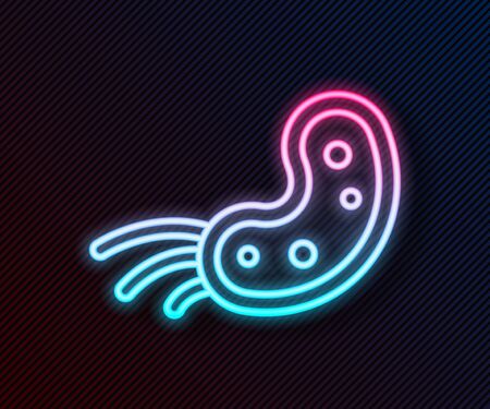 Glowing neon line Virus icon isolated on black background. Corona virus 2019-nCoV. Bacteria and germs, cell cancer, microbe, fungi. Vector Illustrationのイラスト素材