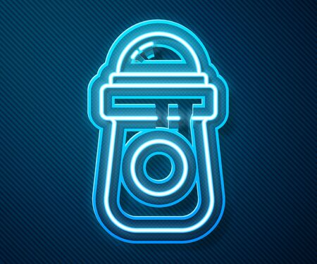 Glowing neon line Antiperspirant deodorant roll icon isolated on blue background. Cosmetic for body hygiene. Vector Illustrationのイラスト素材