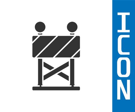 Grey Road barrier icon isolated on white background. Symbol of restricted area which are in under construction processes. Repair works. Vector Illustrationのイラスト素材