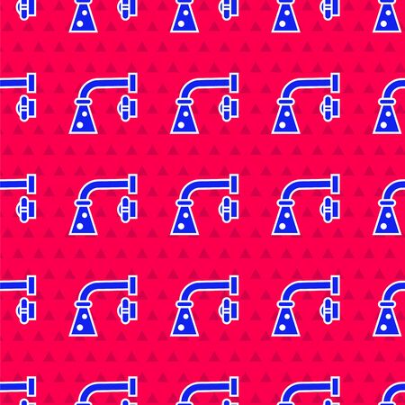 Blue Water tap icon isolated seamless pattern on red background. Vector Illustrationのイラスト素材
