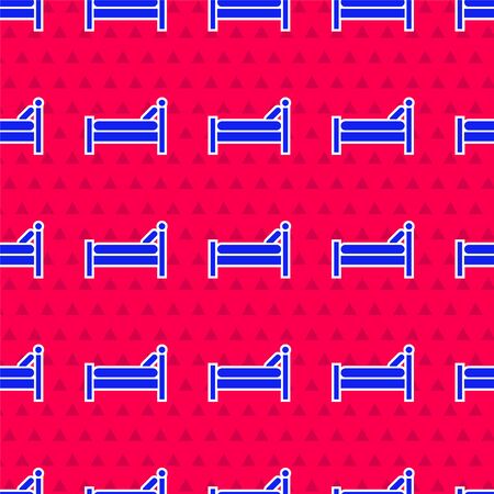 Blue Bed icon isolated seamless pattern on red background. Vector Illustrationのイラスト素材