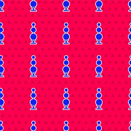 Blue Anal beads icon isolated seamless pattern on red background. Anal balls sign. Fetish accessory. Sex toy for men and woman. Vector Illustrationのイラスト素材