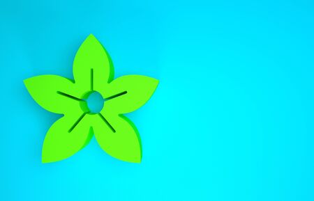 Green Lotus flower icon isolated on blue background. Minimalism concept. 3d illustration 3D renderの写真素材