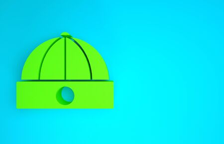Green Chinese hat icon isolated on blue background. Minimalism concept. 3d illustration 3D renderの写真素材