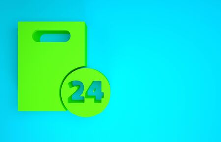 Green Delivery with cardboard boxes icon isolated on blue background. Door to door delivery by courier. Minimalism concept. 3d illustration 3D renderの写真素材