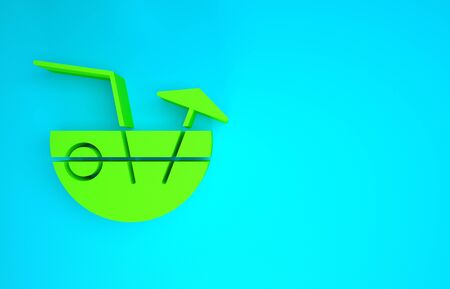 Green Coconut juice exotic fresh cocktail and umbrella icon isolated on blue background. Minimalism concept. 3d illustration 3D renderの写真素材