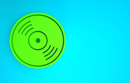 Green Vinyl disk icon isolated on blue background. Minimalism concept. 3d illustration 3D renderの写真素材