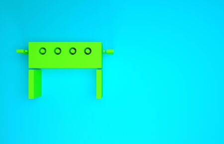 Green Hockey table icon isolated on blue background. Minimalism concept. 3d illustration 3D renderの写真素材
