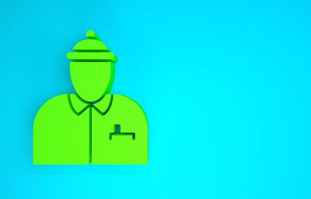 Green Hockey coach icon isolated on blue background. Minimalism concept. 3d illustration 3D renderの写真素材
