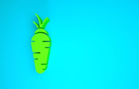Green Carrot icon isolated on blue background. Minimalism concept. 3d illustration 3D renderの写真素材