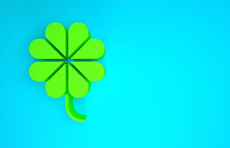 Green Casino slot machine with clover symbol icon isolated on blue background. Gambling games. Minimalism concept. 3d illustration 3D renderの写真素材