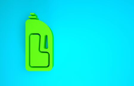 Green Container with drain cleaner icon isolated on blue background. Detergent in plastic bottle. Minimalism concept. 3d illustration 3D renderの写真素材
