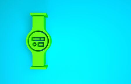 Green Water meter with pipeline icon isolated on blue background. Minimalism concept. 3d illustration 3D renderの写真素材