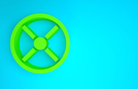 Green Industry valve icon isolated on blue background. Minimalism concept. 3d illustration 3D renderの写真素材