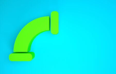Green Industry metallic pipe icon isolated on blue background. Plumbing pipeline parts of different shapes. Minimalism concept. 3d illustration 3D renderの写真素材