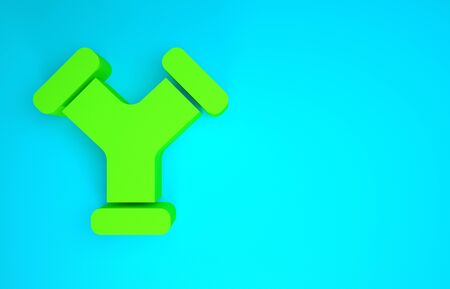 Green Industry metallic pipe icon isolated on blue background. Plumbing pipeline parts of different shapes. Minimalism concept. 3d illustration 3D renderの写真素材