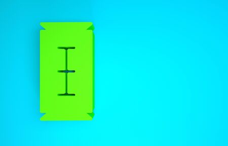 Green Blade razor icon isolated on blue background. Minimalism concept. 3d illustration 3D renderの写真素材