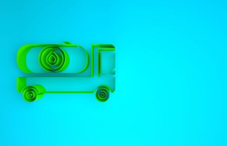 Green Fuel tanker truck icon isolated on blue background. Gasoline tanker. Minimalism concept. 3d illustration 3D renderの写真素材